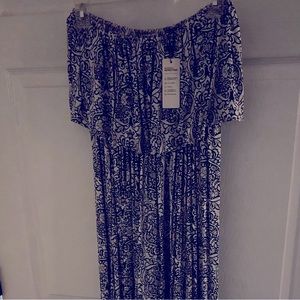 Summer Blue and White Porcelain
Strapless Boho Maxi...